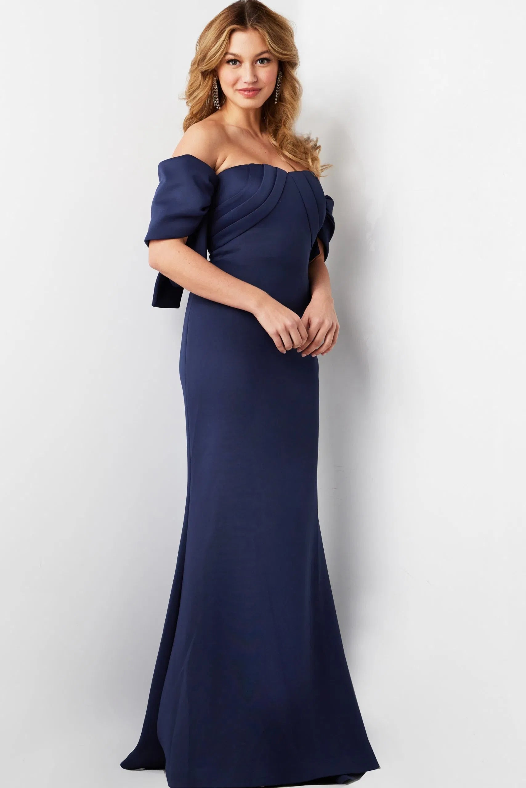 Jovani 09064 - Off-Shoulder Bow Sleeves Evening Dress - detail view