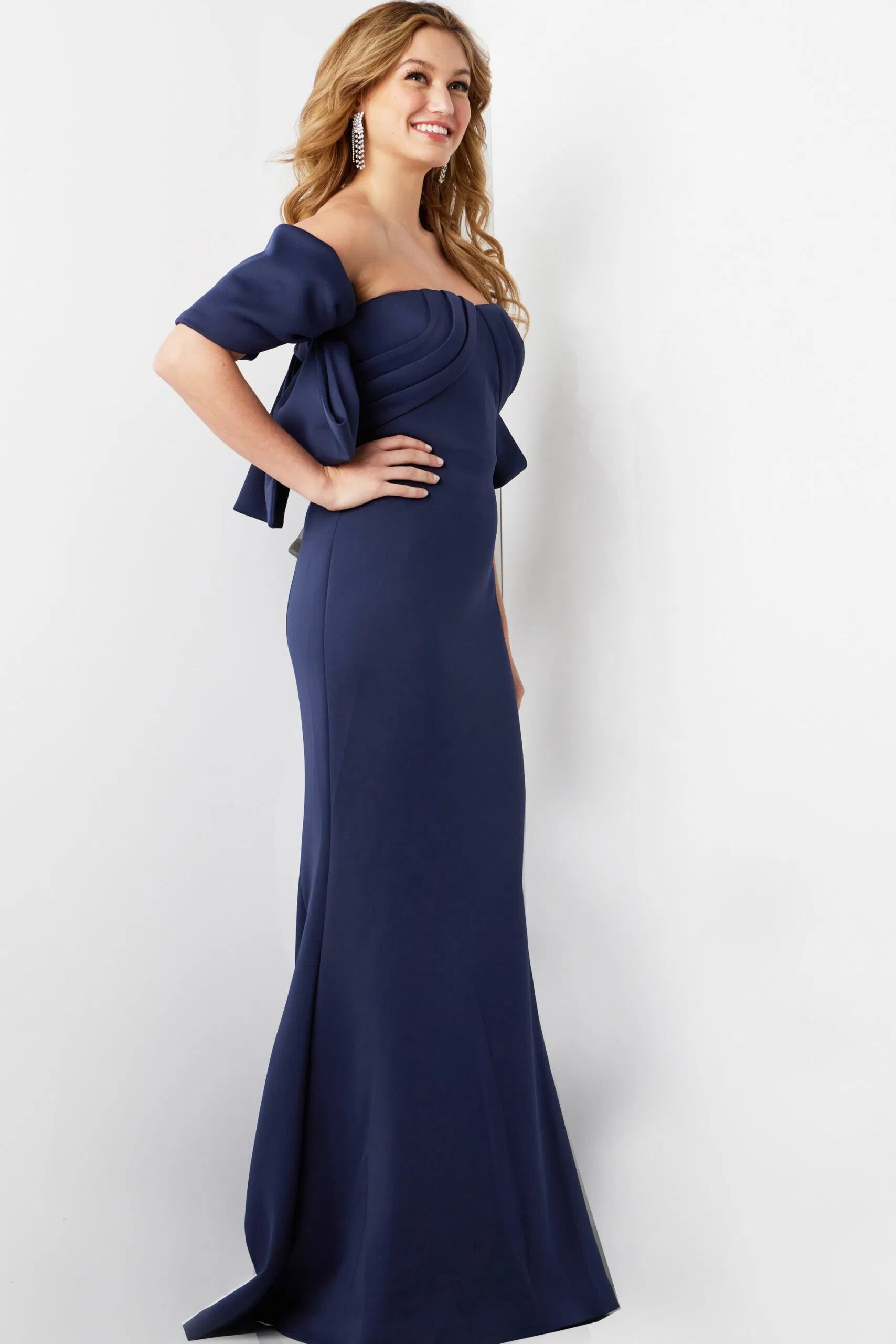 Jovani 09064 - Off-Shoulder Bow Sleeves Evening Dress - view 6