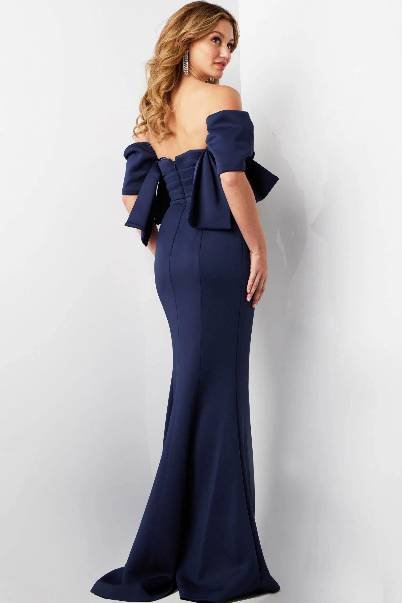 Jovani 09064 - Off-Shoulder Bow Sleeves Evening Dress - view 4