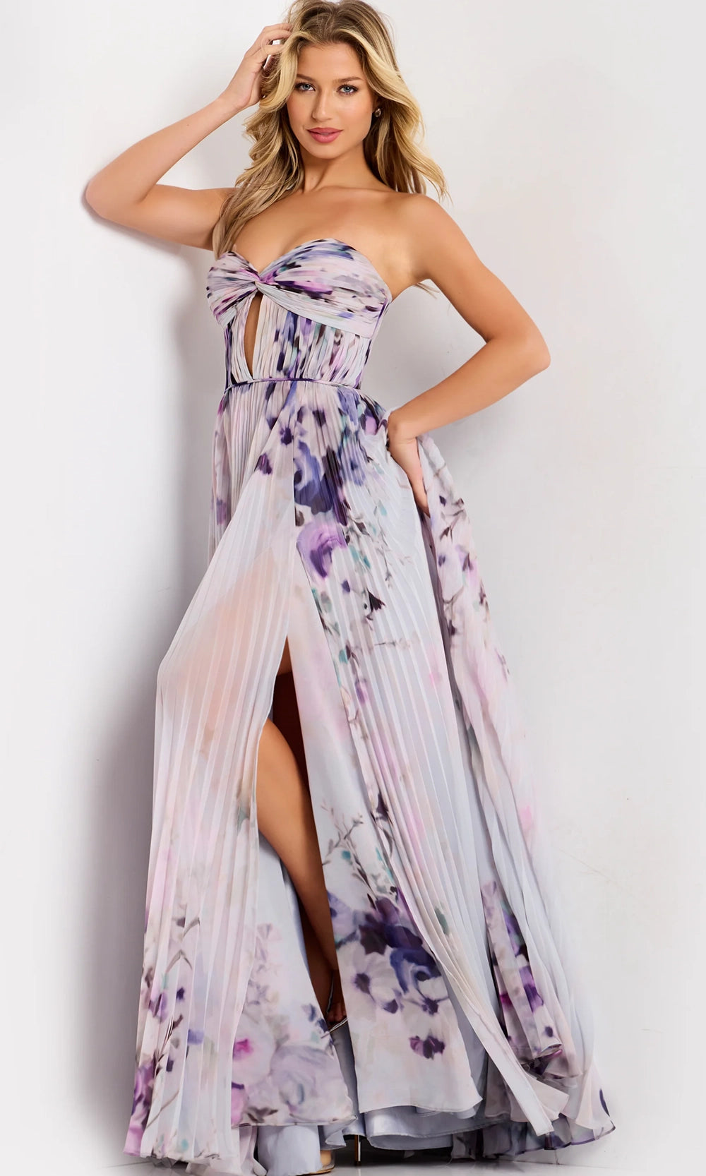 Jovani 42565 - Strapless Floral Print A-Line Prom Gown - designer prom dress at Silhouette Dresses