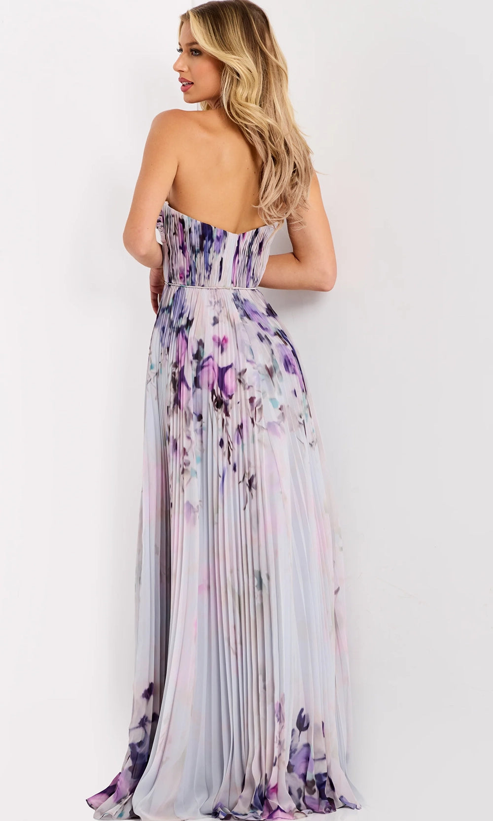 Jovani 42565 - Strapless Floral Print A-Line Prom Gown - back view
