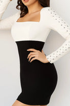 Jovani 09586 - Square Neck Two Tone Cocktail Dress - back view