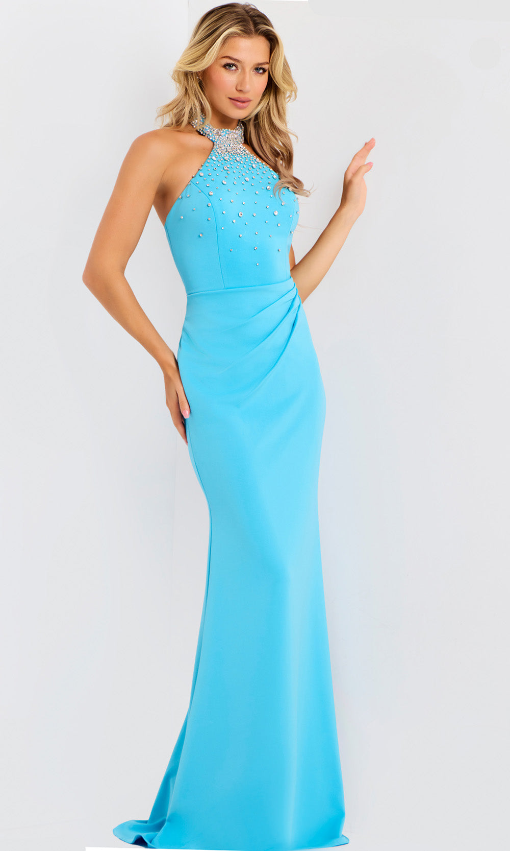 Jovani 45483 - Beaded High Halter Long Dress - designer prom dress at Silhouette Dresses