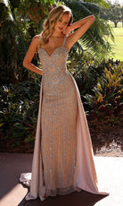 Primavera Couture 12206 - Overskirt Bead Embellished Sleeveless Dress