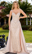 Primavera Couture 12206 - Overskirt Bead Embellished Sleeveless Dress
