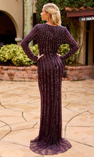 Primavera Couture 12209 - Long Sleeve Sparkling Evening Dress - back view