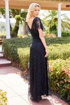 Primavera Couture 13124 - Beaded Flutter Sleeve Evening Dress