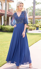Primavera Couture 13162 - Beaded Applique V-Neck A-Line Dress - view 7