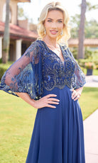 Primavera Couture 13162 - Beaded Applique V-Neck A-Line Dress - view 9