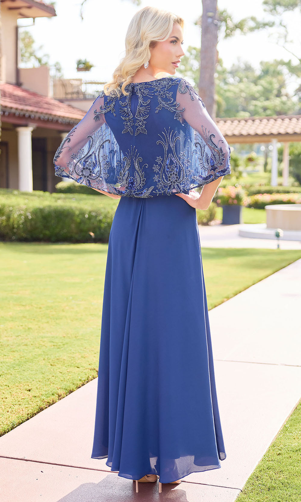 Primavera Couture 13162 - Beaded Applique V-Neck A-Line Dress - view 8