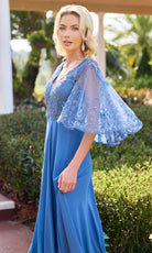 Primavera Couture 13162 - Beaded Applique V-Neck A-Line Dress - view 10