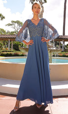 Primavera Couture 13162 - Beaded Applique V-Neck A-Line Dress - view 14