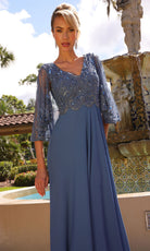 Primavera Couture 13162 - Beaded Applique V-Neck A-Line Dress - view 13