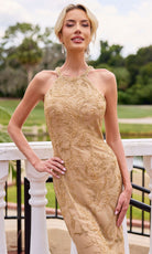 Primavera Couture 13166 - Halter Beaded Sparkle Formal Dress - back view