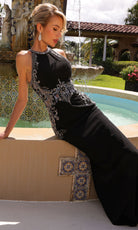 Primavera Couture 13167 - Beaded Applique Halter Formal Dress - view 12