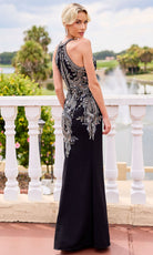 Primavera Couture 13167 - Beaded Applique Halter Formal Dress - detail view