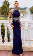 Primavera Couture 13167 - Beaded Applique Halter Formal Dress - view 7