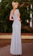 Primavera Couture 13178 - Beaded Applique Short Sleeve Long Dress - view 8