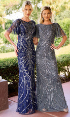 Primavera Couture 13179 - Beaded Flutter Sleeve Long Formal Dress - view 7
