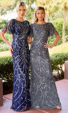 Primavera Couture 13179 - Beaded Flutter Sleeve Long Formal Dress - view 8