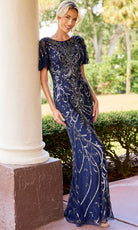 Primavera Couture 13179 - Beaded Flutter Sleeve Long Formal Dress - view 4