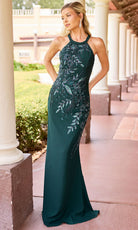 Primavera Couture 13180 - Halter Floral Beaded Formal Dress - view 10