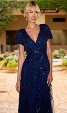 Primavera Couture 13185 - Flutter Sleeve Surplice V-Neck Formal Dress - view 4