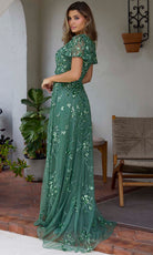 Primavera Couture 13185 - Flutter Sleeve Surplice V-Neck Formal Dress - view 6