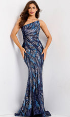 Jovani 49137 - One Shoulder Geometric Sequin Dress - view 4