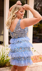 Primavera Couture 14092 - Tiered Sequin Sleeveless Cocktail Dress - view 5