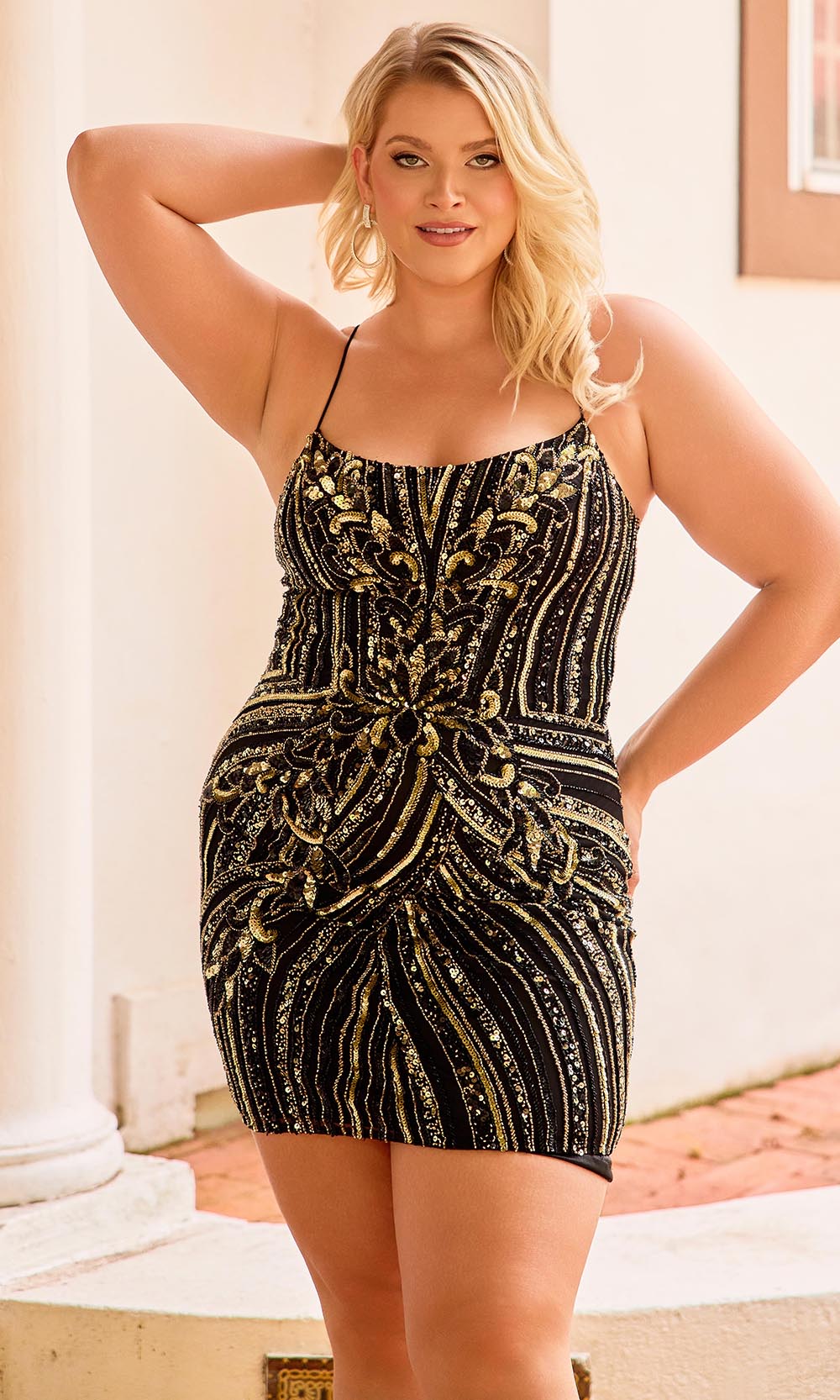 Primavera Couture 14093 - Beaded Applique Scoop Neck Dress - view 6