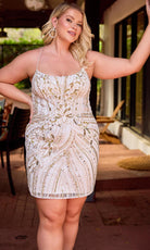 Primavera Couture 14093 - Beaded Applique Scoop Neck Dress - detail view