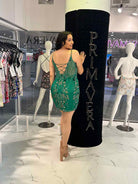 Primavera Couture 14095 - Floral Beaded illusion Corset Dress