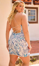 Primavera Couture 14096 - Paisley Beaded Scoop Cocktail Dress - back view