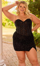 Primavera Couture 14098 - Glitter Beaded Sweetheart Mini Dress - view 9