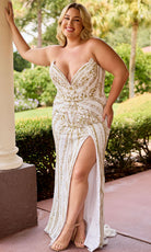 Primavera Couture 14103 - Lace-Up Back Embellished Fitted Dress - view 8