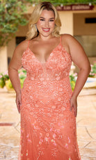 Primavera Couture 14106 - Floral Beaded Plunging V-Neck Dress - view 4