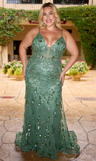 Primavera Couture 14106 - Floral Beaded Plunging V-Neck Dress - view 5