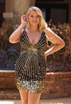 Primavera Couture 14111 - Sleeveless V-Neck Paillette Cocktail Dress