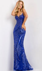 Jovani 45901 - Sequin Embellished Sweetheart Fitted Gown - detail view
