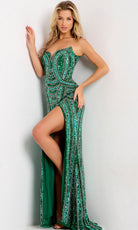 Jovani 49232 - Strapless Geometric Sequin Long Gown - designer prom dress at Silhouette Dresses