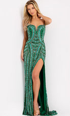 Jovani 49232 - Strapless Geometric Sequin Long Gown - detail view