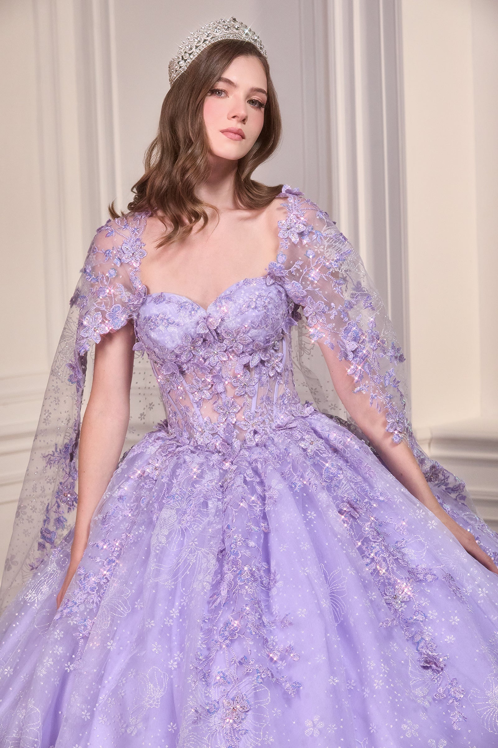 Ladivine 15719 - Applique Ornate Ballgown