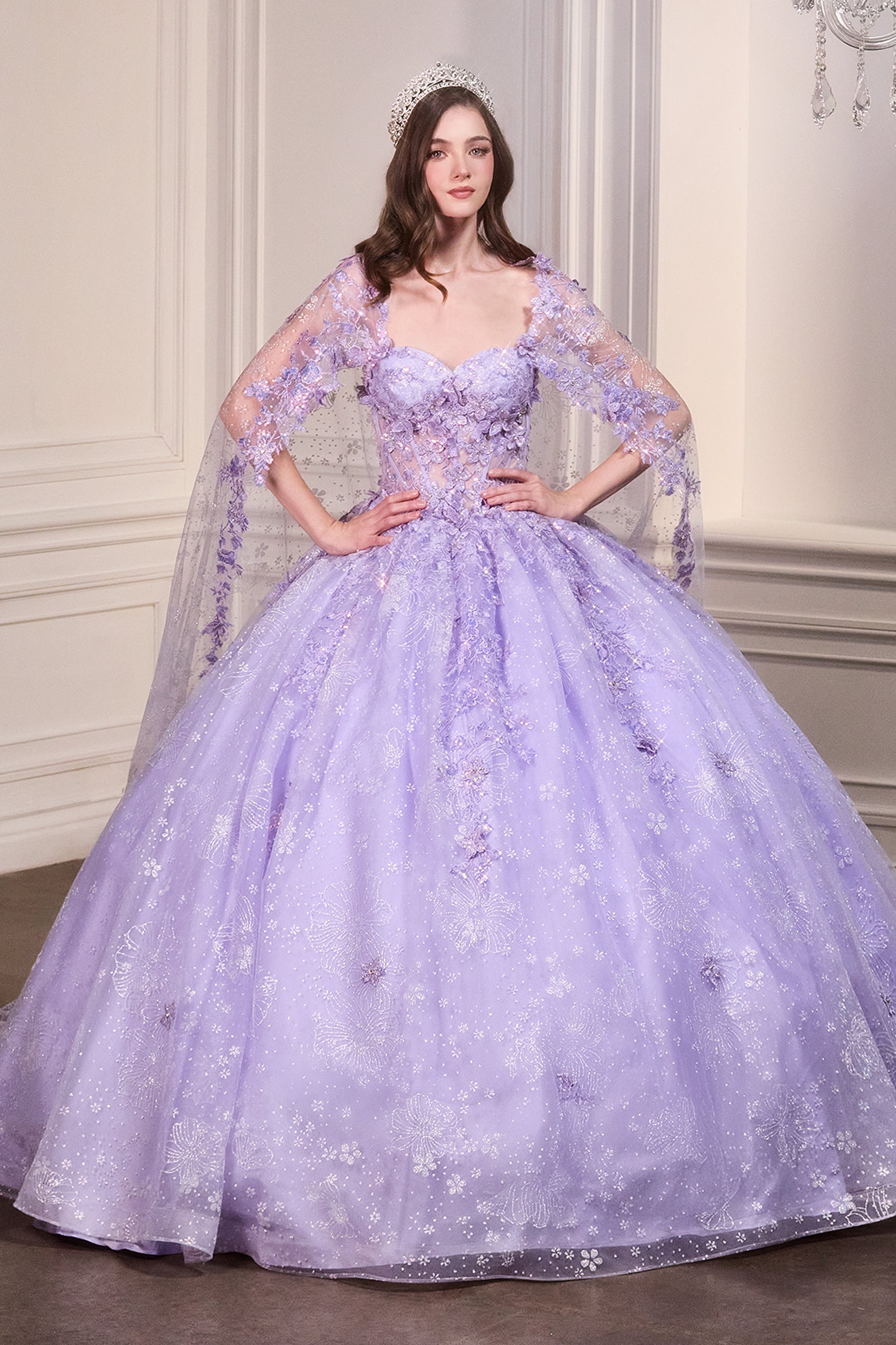 Ladivine 15719 - Applique Ornate Ballgown