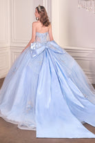 Ladivine 15726 - Glitter Tulle Floral Ball Gown with Bow