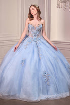 Ladivine 15726 - Glitter Tulle Floral Ball Gown with Bow