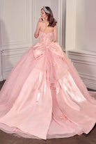 Ladivine 15726 - Glitter Tulle Floral Ball Gown with Bow
