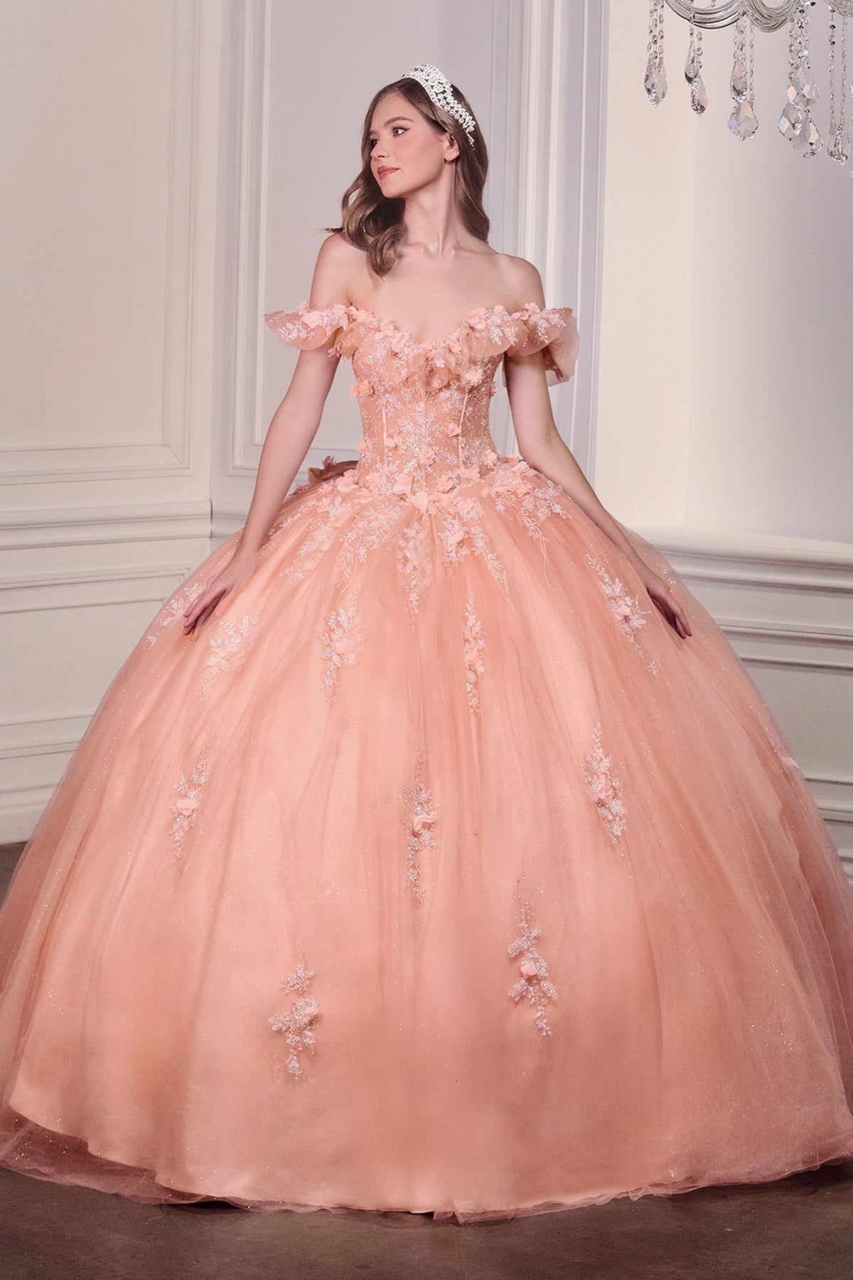 Ladivine 15731 - Ruffle Off Shoulder Ballgown