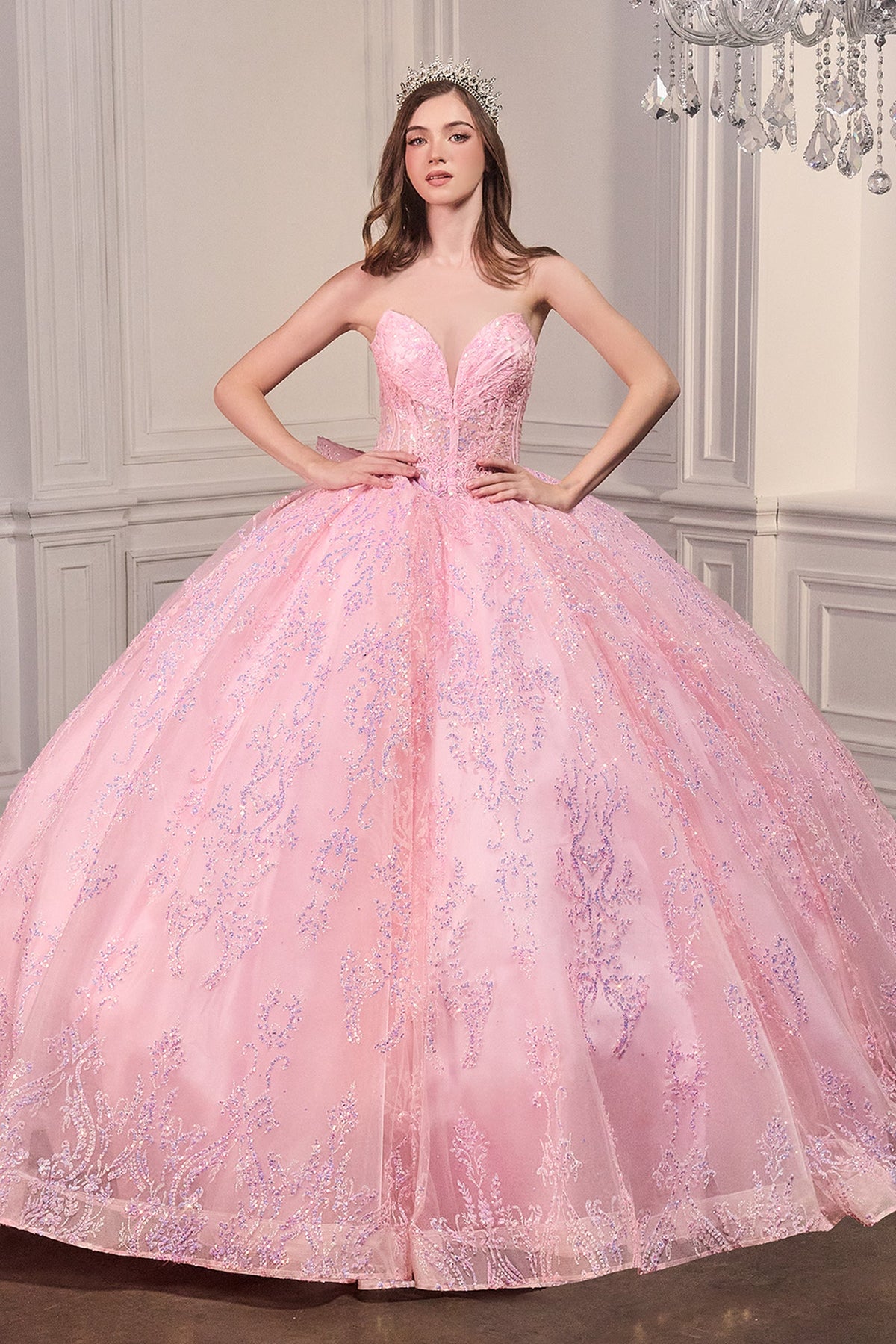 Ladivine 15732 - Sweetheart Sequin Lace Ball Gown
