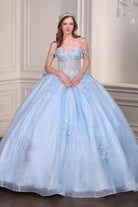 Ladivine 15735 - Off Shoulder Beaded Corset Ballgown